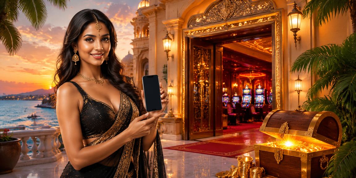 Red and gold themed Indian casino app promotion banner